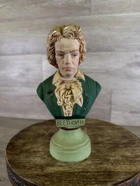 VTG 1940s Ludwig Van Beethoven Bust Statue Figurine Ceramic Classical Music 7"